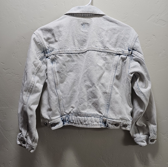 Gap acid washed 3/4 sleeve cropped jean jacket - Picture 5 of 5